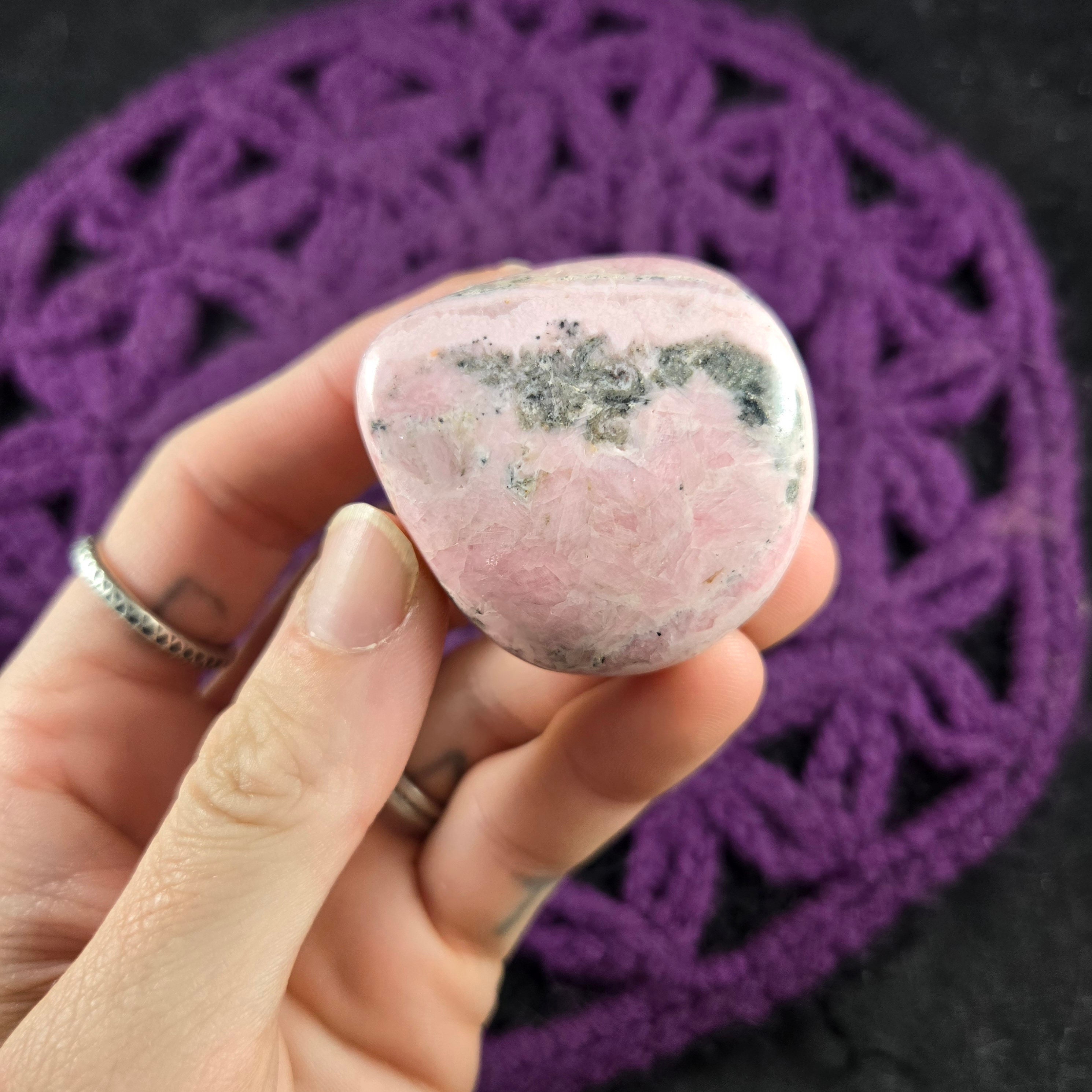 Rhodochrosite Palmstone Light Pink Crystal Gem Crystals Polished Love Heart Chakra Peru
