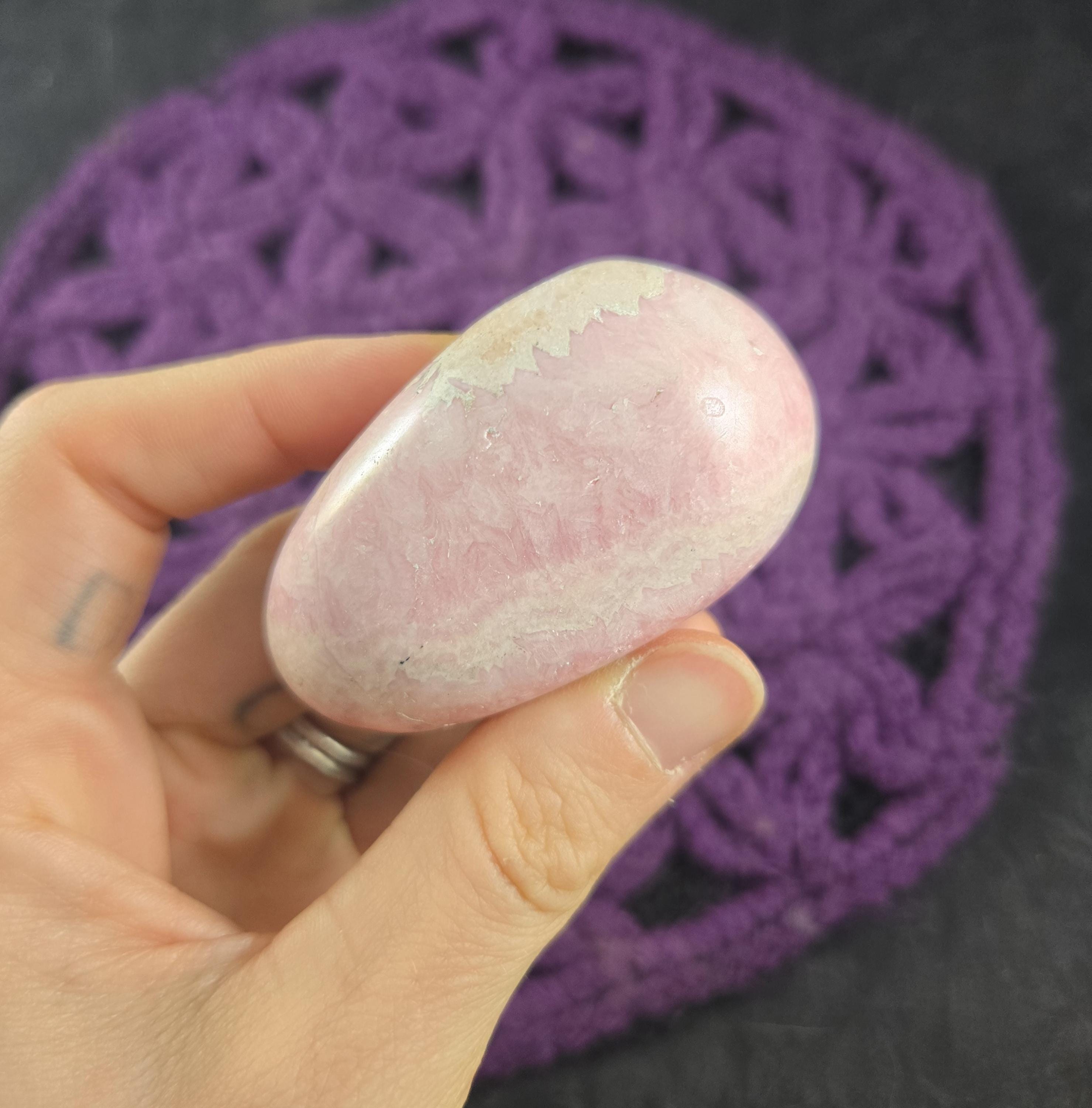 Rhodochrosite Palmstone Light Pink Crystal Crystals Polished Love Heart Chakra Peru Rhodochrosite Palmstone Light Pink Crystal Crystals Polished Love Heart Chakra Peru