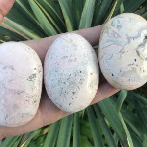 Peruvian Rhodochrosite Palm Stone: Inca Rose Stone 2.5”