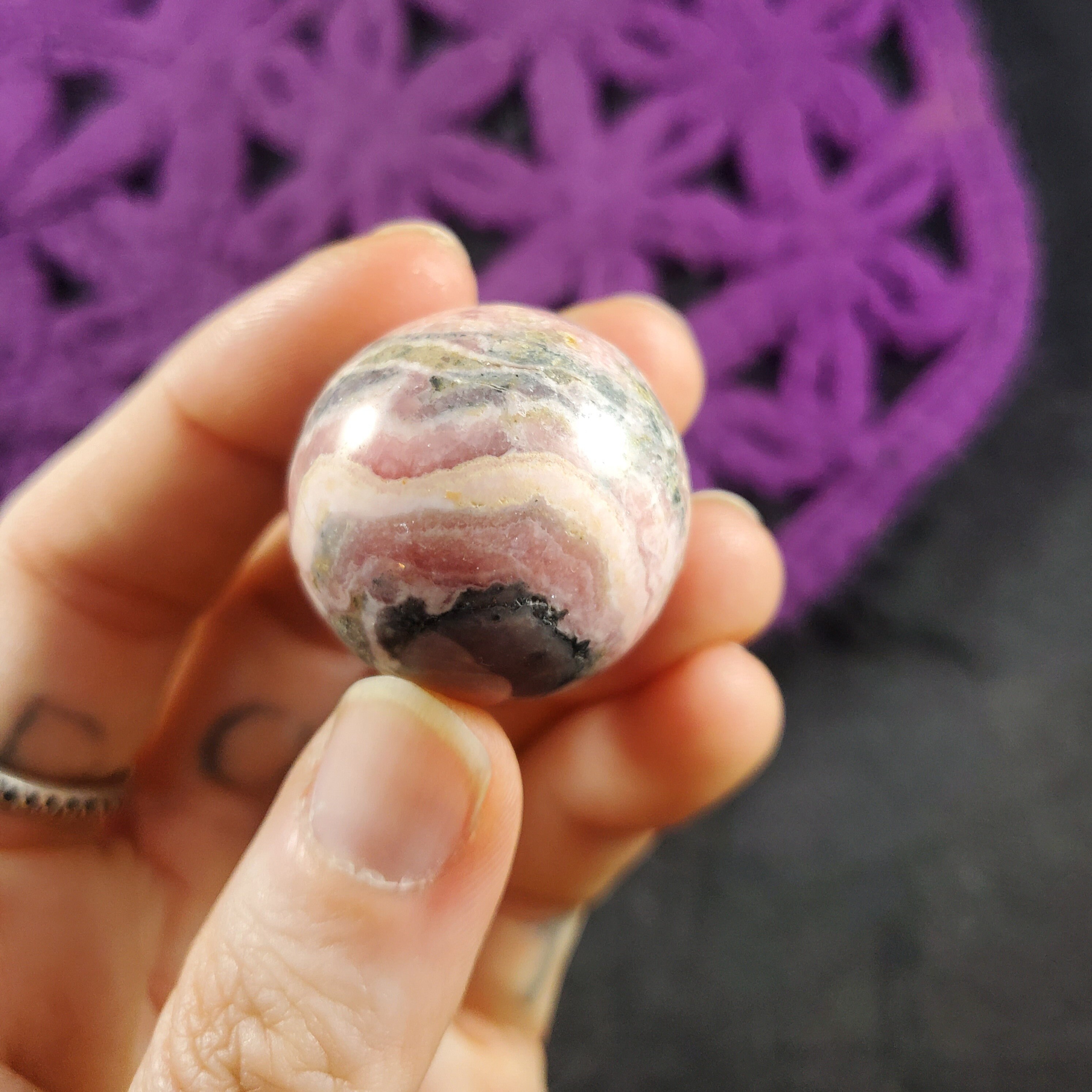 Rhodochrosite Pink Stone Sphere Mini Crystal Ball Stones Polished Marble