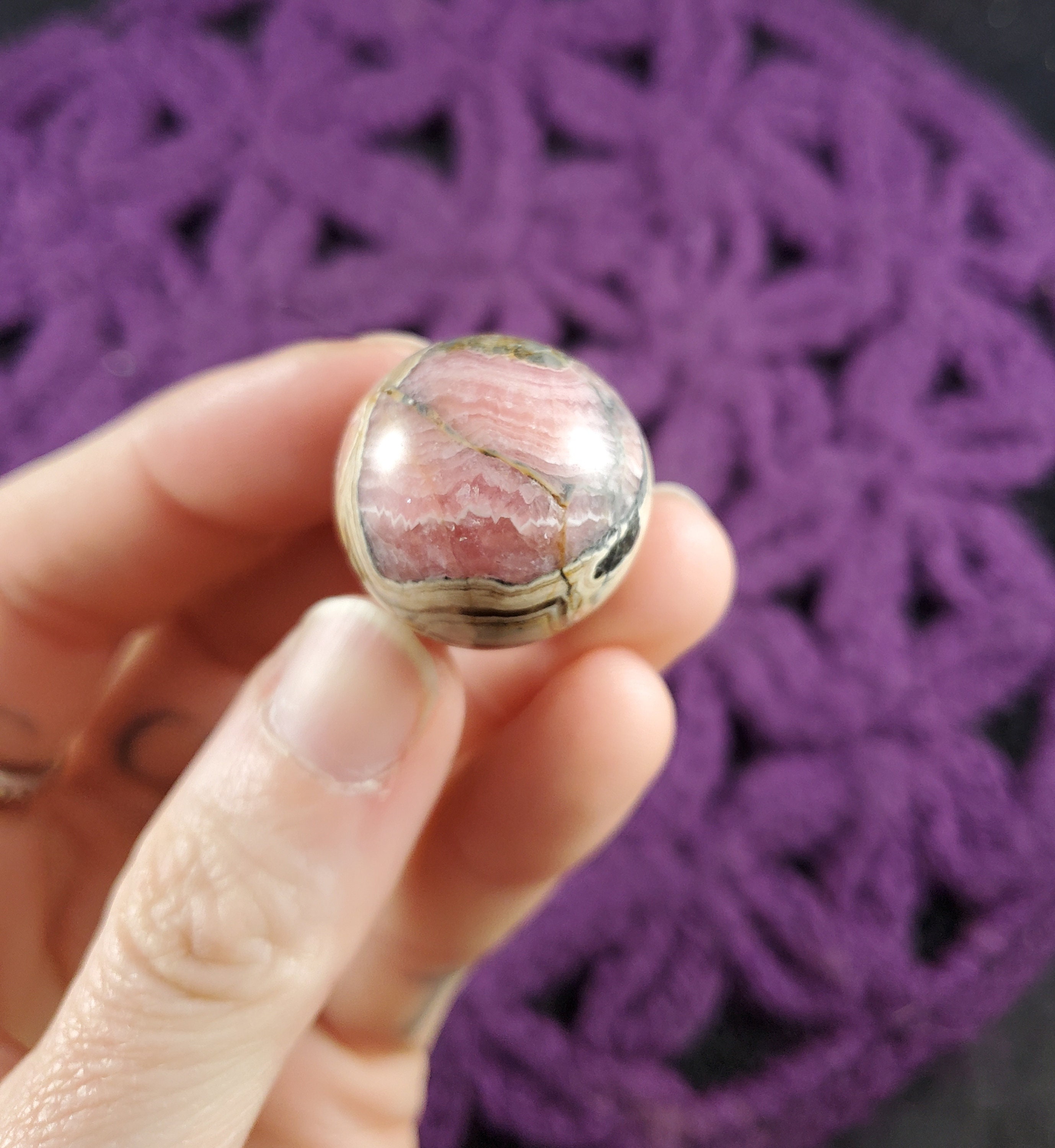 Rhodochrosite Pink Stone Sphere Mini Crystal Ball Stones Polished Marble