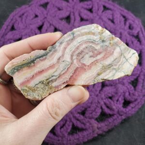 Rhodochrosite Slice Slab Crystal Pink Bacon Flat Stones Crystals Polished Love Heart Chakra Argentina