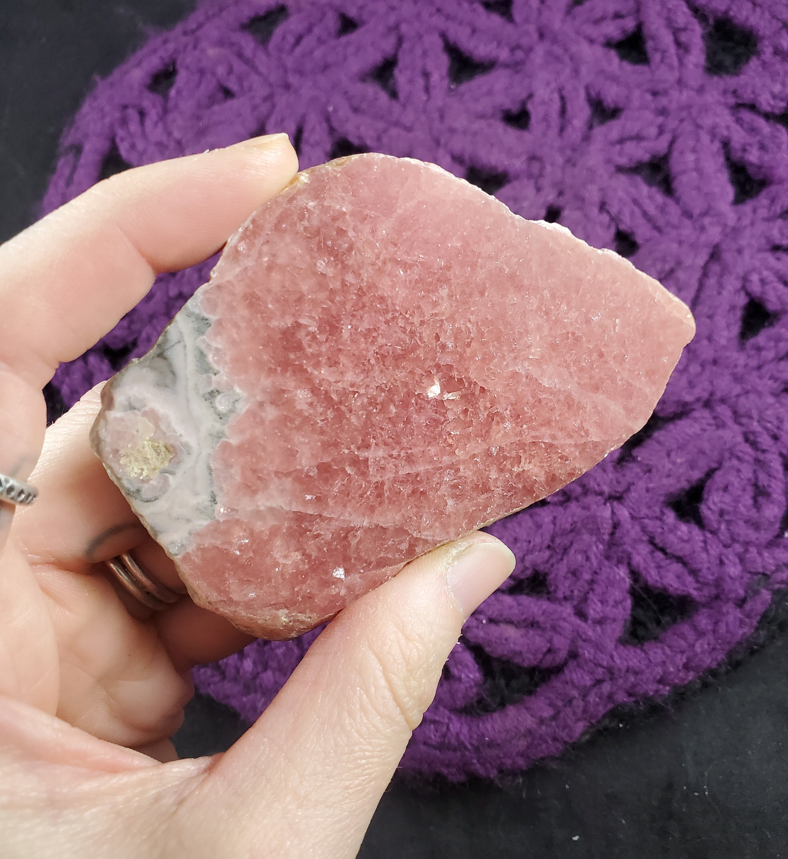 Rhodochrosite Slice Slab Crystal Pink Bacon Flat Stones Crystals Polished Love Heart Chakra Argentina