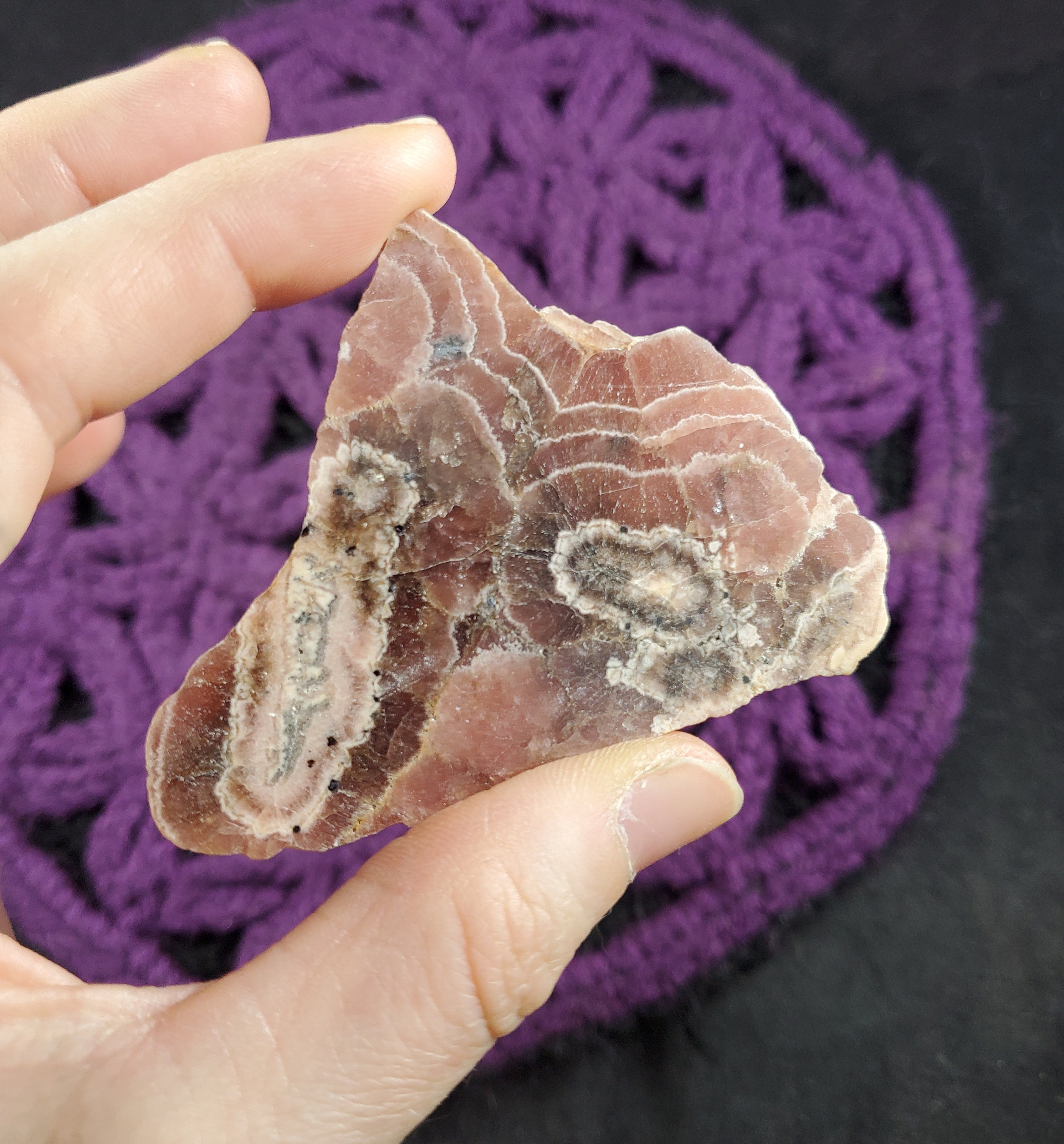 Rhodochrosite Slice Slab Crystal Pink Bacon Flat Stones Crystals Polished Love Heart Chakra Argentina