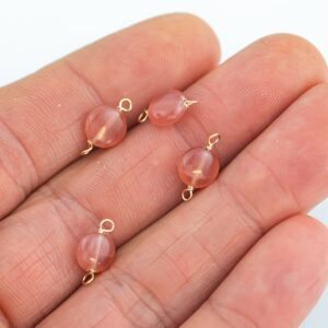 USA Gold Filled Permanent Jewelry Connectors Rhodochrosite 8mm Puffy Coin Gemmy Quality Connector or Charm 1420 Gold Filled
