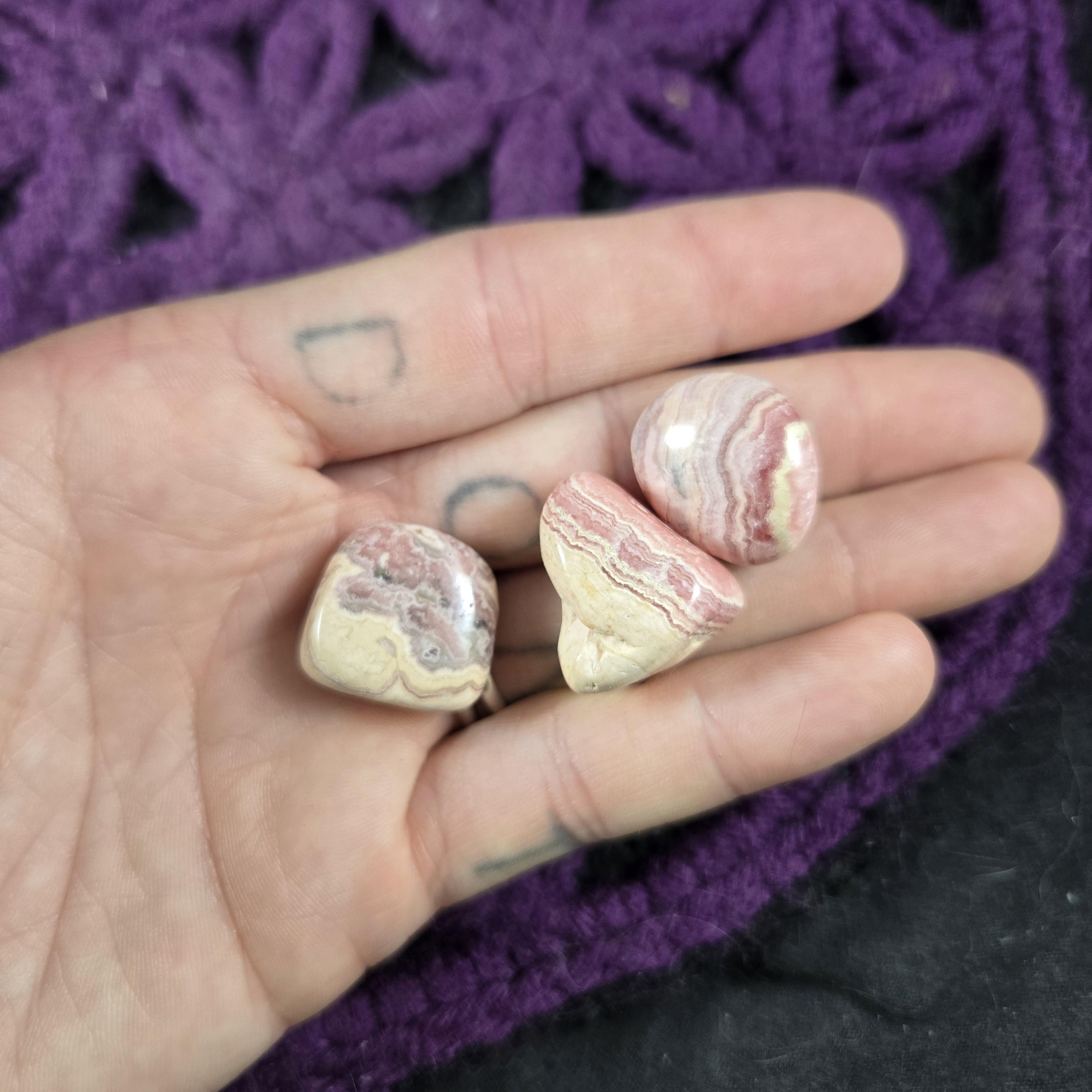 3 Rhodochrosite Tumbled Stones Pink Pebble Small Crystals Tumble Polished Love Heart Chakra Light Argentina