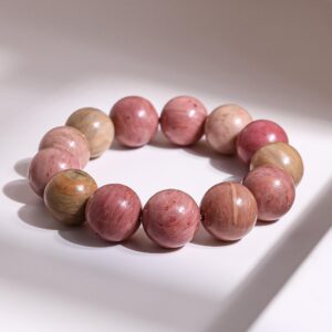 16mm Genuine Natural Pink Rhodonite Haitian Flower Round Big Size Beads Gemstone Bracelet For Man And Woman,healing Crystal Bracelet