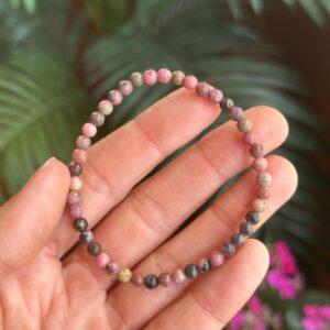 4mm Rhodonite Stretch Beaded Crystal Bracelet