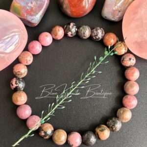 Rhodonite Bracelet 8mm compassion, emotional healing and self- love Heart Chakra Jawerly