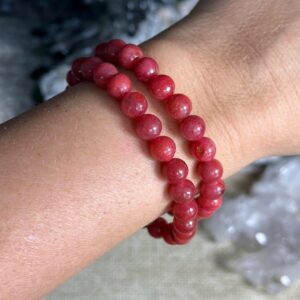 8mm Gem Rhodonite Crystal Bracelet: Gemstone Jewelry