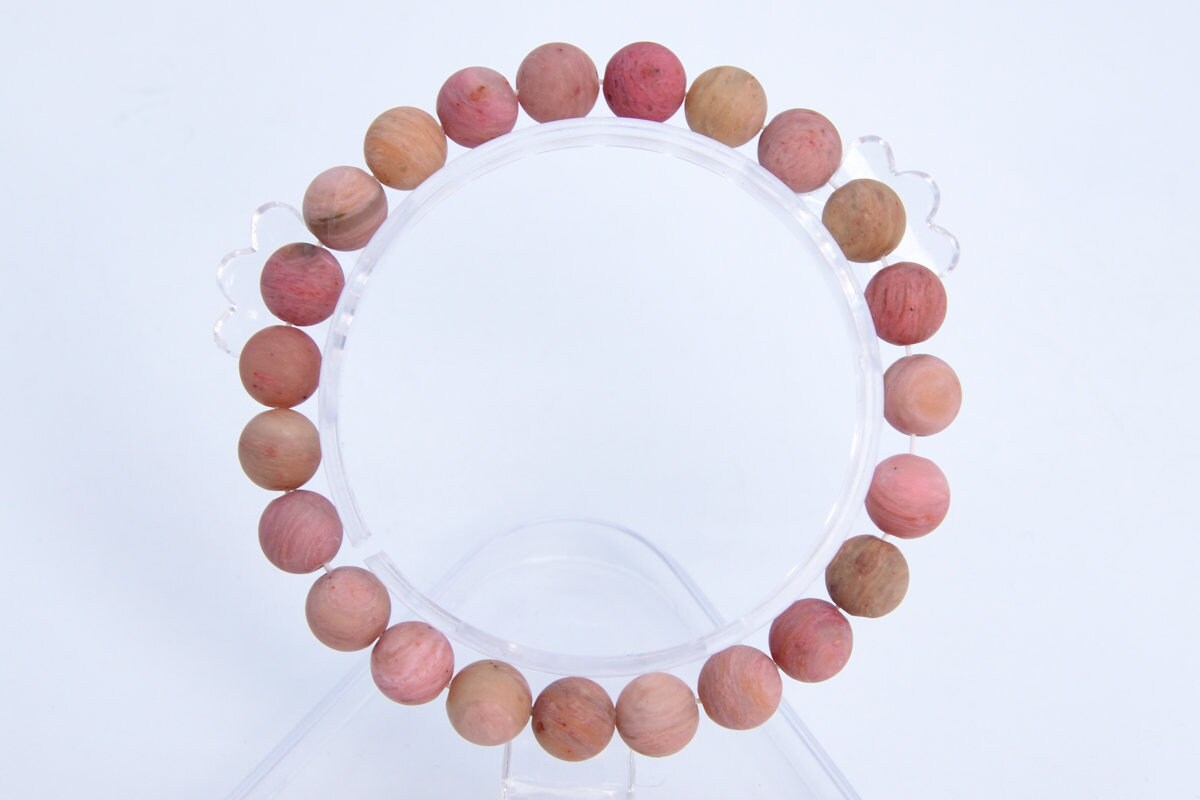 8mm Matte Haitian Flower Rhodonite Beads Bracelet Grade Aaa Genuine Natural Round Gemstone 7" Bulk Lot Options (106737h-061)