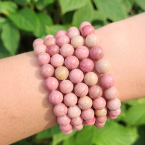 Rhodonite Bracelet - Rhodonite Beads - Rhodonite Jewelry - Crystal Bracelet - Beaded Bracelet - Rhodonite Bead Bracelet - Gemstone Bracelet