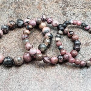 Black Vein Rhodonite Bracelet, Gemstone Bracelet, 7 Inch
