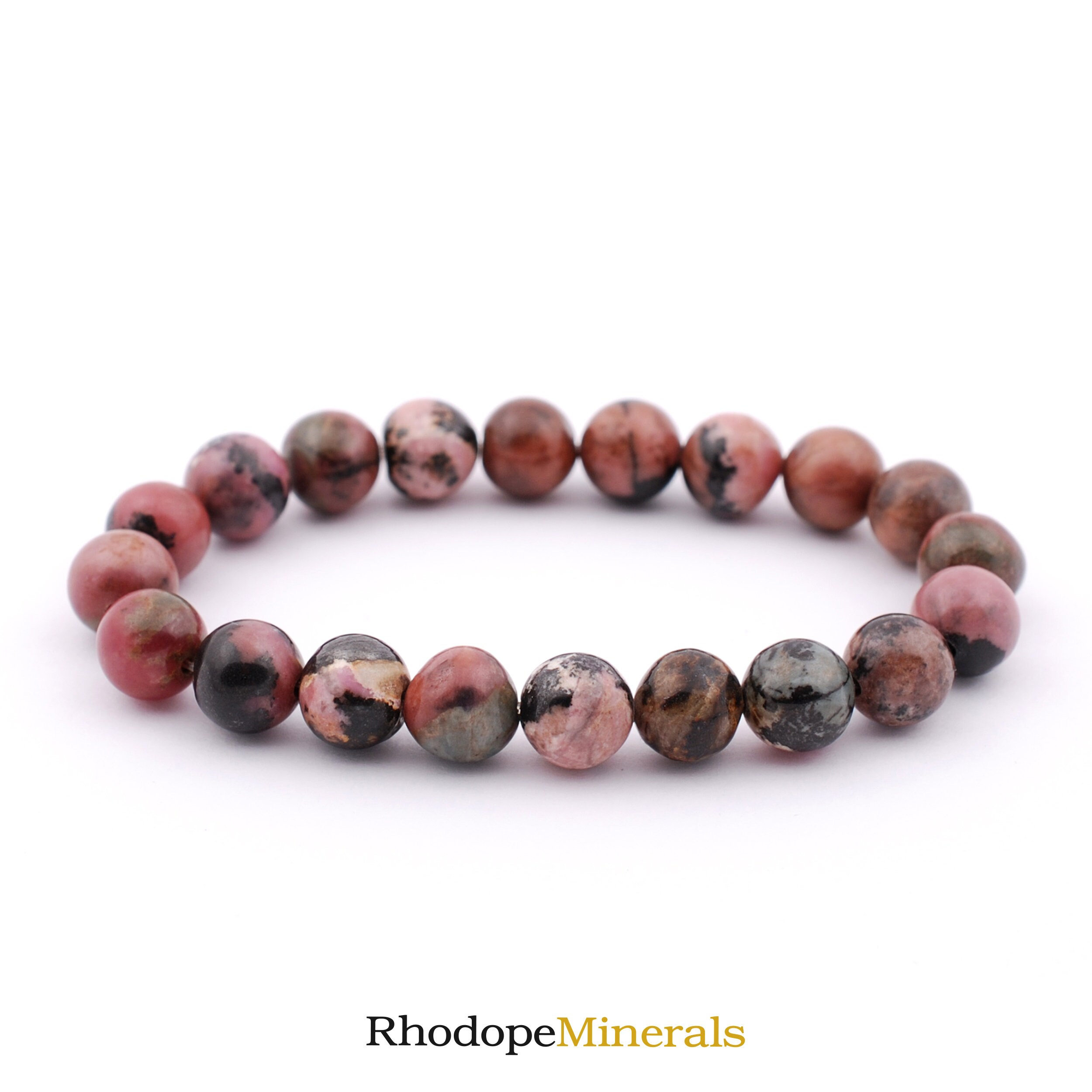 Rhodonite Bracelet, Emotional Healing And Forgiveness Jewelry, Relationship Gift For Her, Self Love Stone, Dainty Pink Black Beaded Bracelet