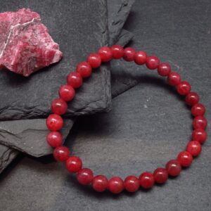 Rhodonite Gem Genuine Bracelet ~ 7 Inches ~ 6mm Round Beads