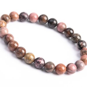 Genuine Natural Rhodonite Gemstone Beads 8MM Pink Round AAA Quality Bracelet (106625h-2024)