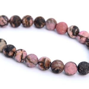Genuine Natural Rhodonite Gemstone Beads 8MM Matte Pink Round AAA Quality Bracelet (106790h-063)