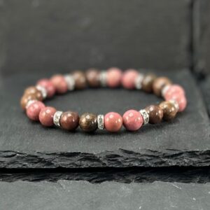 Handmade Rhodonite Gemstone Bracelet: Self Love, Compassion