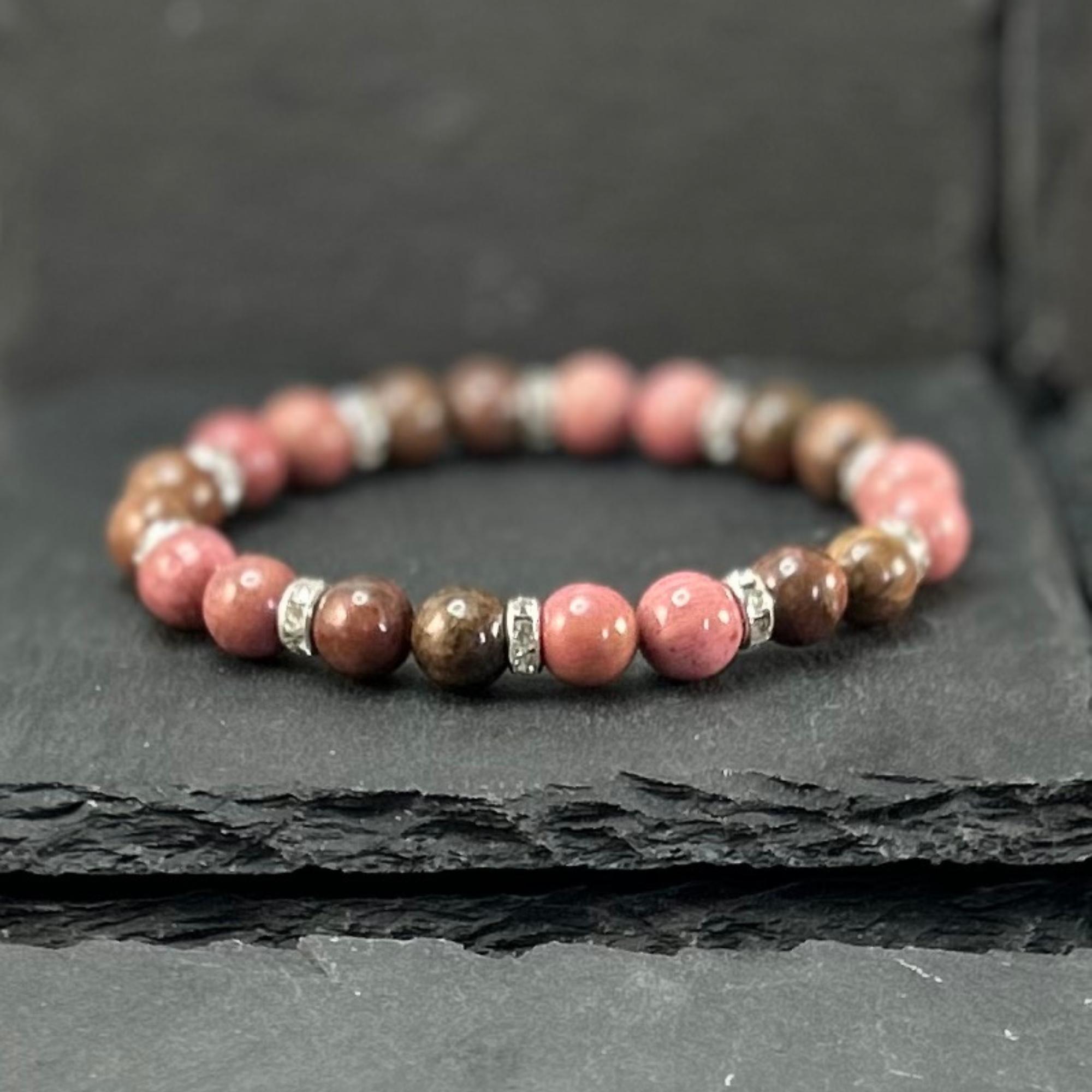 Handmade Rhodonite Gemstone Bracelet: Self Love, Compassion Handmade Rhodonite Gemstone Bracelet: Self Love, Compassion