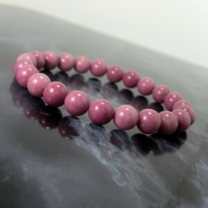 Madagascar Rhodonite Bracelet 8mm, Natural Gemstone Unisex Women Mens Stretch Beaded Bracelet, Gift for Men, Gift for Her for Him + Gift Bag