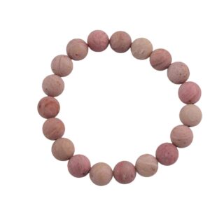 Natural Rhodonite Matte Round Size 6mm and 8mm- Handmade In USA- approx. 7" Bracelet Crystal Bracelet