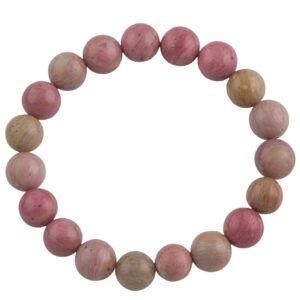 Natural Rhodonite Round Size 6mm and 8mm- Handmade In USA- approx. 7" Bracelet Crystal Bracelet