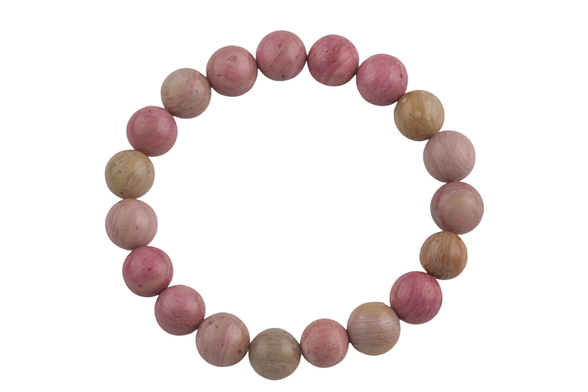 Natural Rhodonite Round Size 6mm And 8mm- Handmade In Usa- Approx. 7" Bracelet Crystal Bracelet