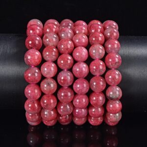 Natutal Pink Rhodonite In Quartz Gemstone Round Bracelet 7mm 8mm 9mm 10mm 11mm 7.5 Inch Strand (s33)