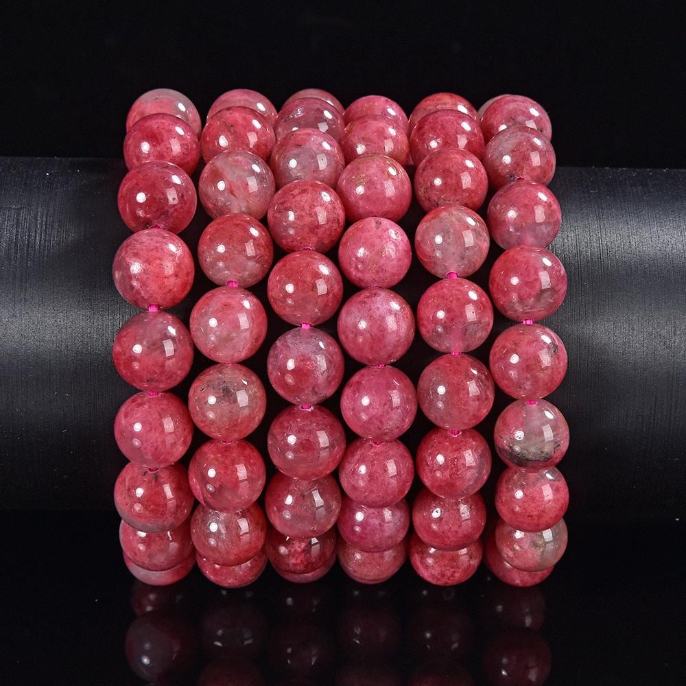 Natutal Pink Rhodonite In Quartz Gemstone Round Bracelet 7mm 8mm 9mm 10mm 11mm 7.5 Inch Strand (s33) Natutal Pink Rhodonite In Quartz Gemstone Round Bracelet 7mm 8mm 9mm 10mm 11mm 7.5 Inch Strand (s33)