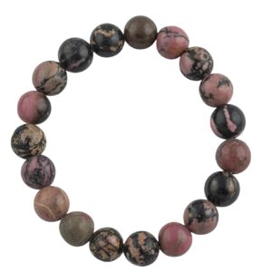 Rhodonite Bracelet Round Size 6mm And 8mm Handmade In Usa Natural Gemstone Crystal Bracelets - Handmade Jewelry - Approx. 7"