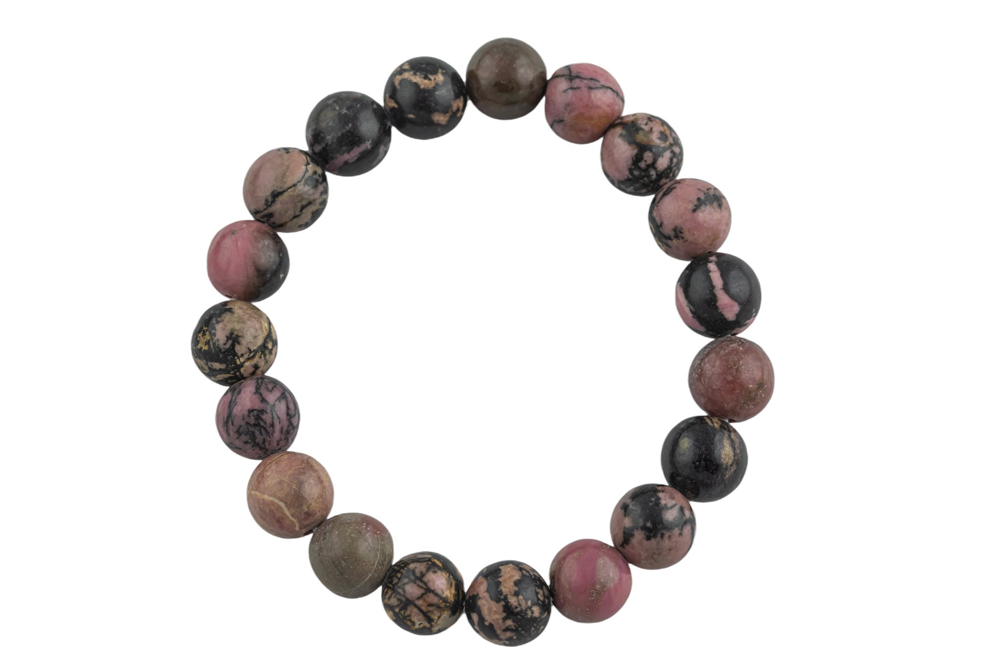 Rhodonite Bracelet Round Size 6mm And 8mm Handmade In Usa Natural Gemstone Crystal Bracelets - Handmade Jewelry - Approx. 7" Rhodonite Bracelet Round Size 6mm And 8mm Handmade In Usa Natural Gemstone Crystal Bracelets - Handmade Jewelry - Approx. 7"