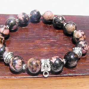 Rhodonite Bracelet Solar Plexus Heart Chakra Bracelet Healing Rhodonite Bracelet, Taurus Rhodonite Bracelet, Rhodonite Charm Bracelet Yoga