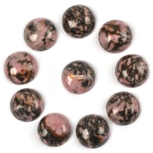 10 pcs of 14mm Matrix Rhodonite round flatback cab cabochon