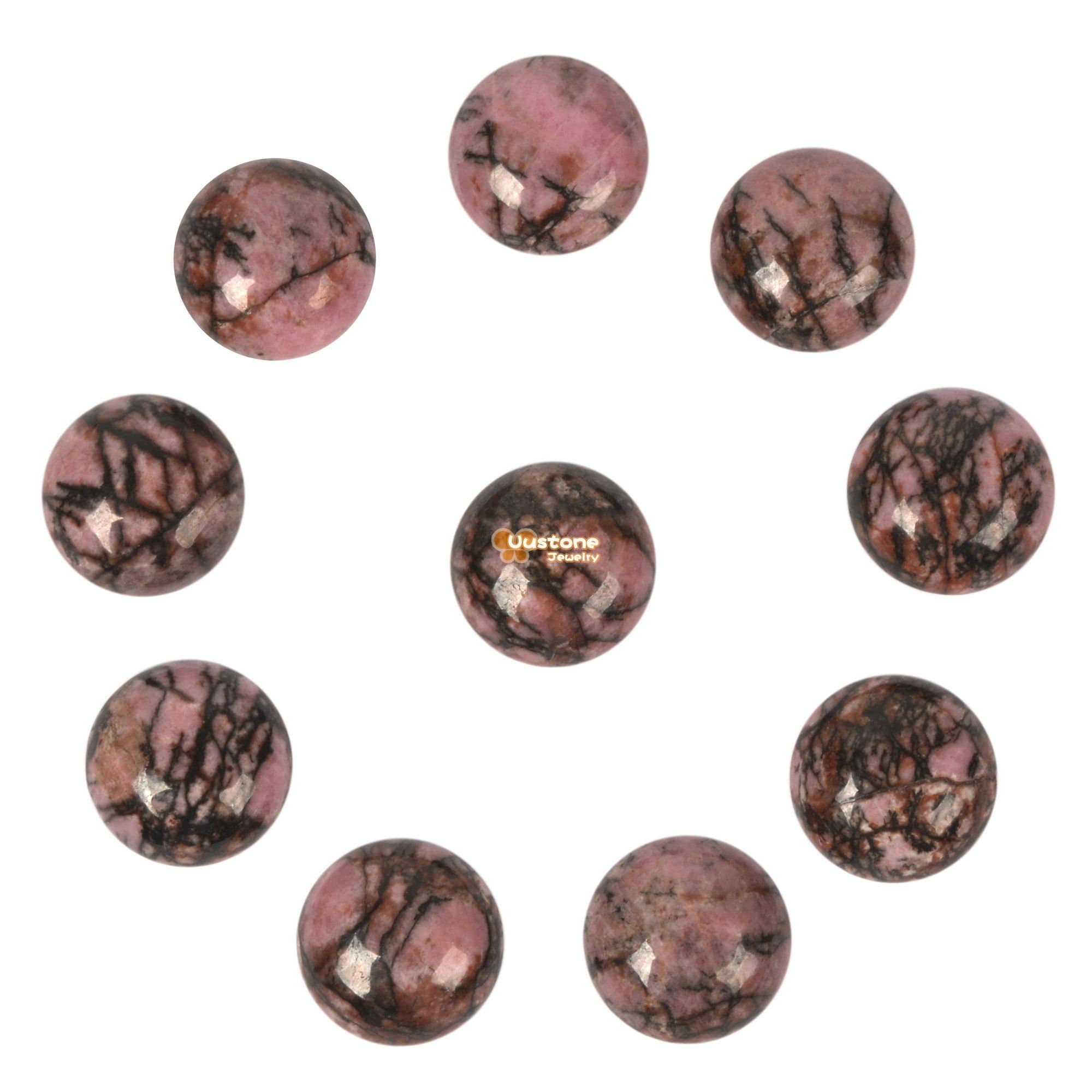 16mm Matrix Rhodonite Gemstone Round Flatback Cab Cabochon Stone Loose Stone Cab Diy Jewelry Making Stone