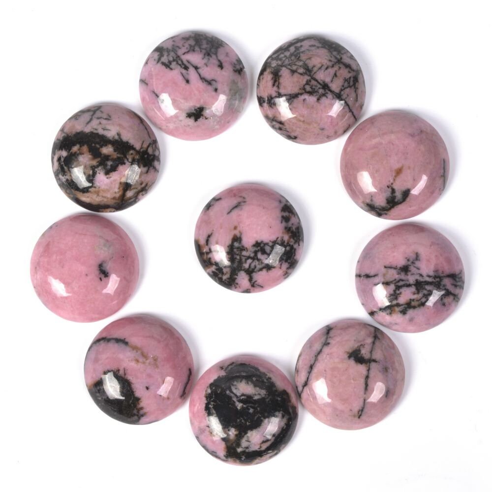20mm Matrix Rhodonite Gemstone Round Cab Cabochon