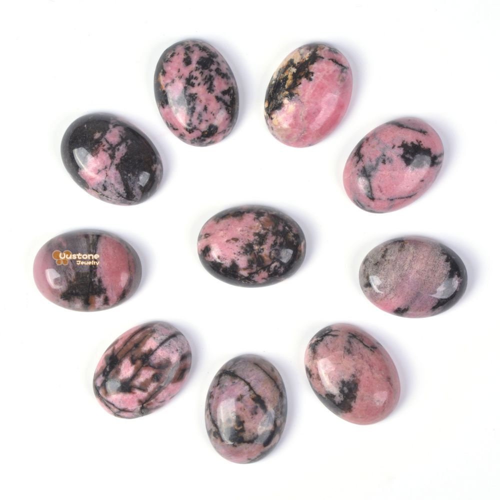 20mm Matrix Rhodonite Oval Flatback Cab Cabochon Diy Jewelry Making