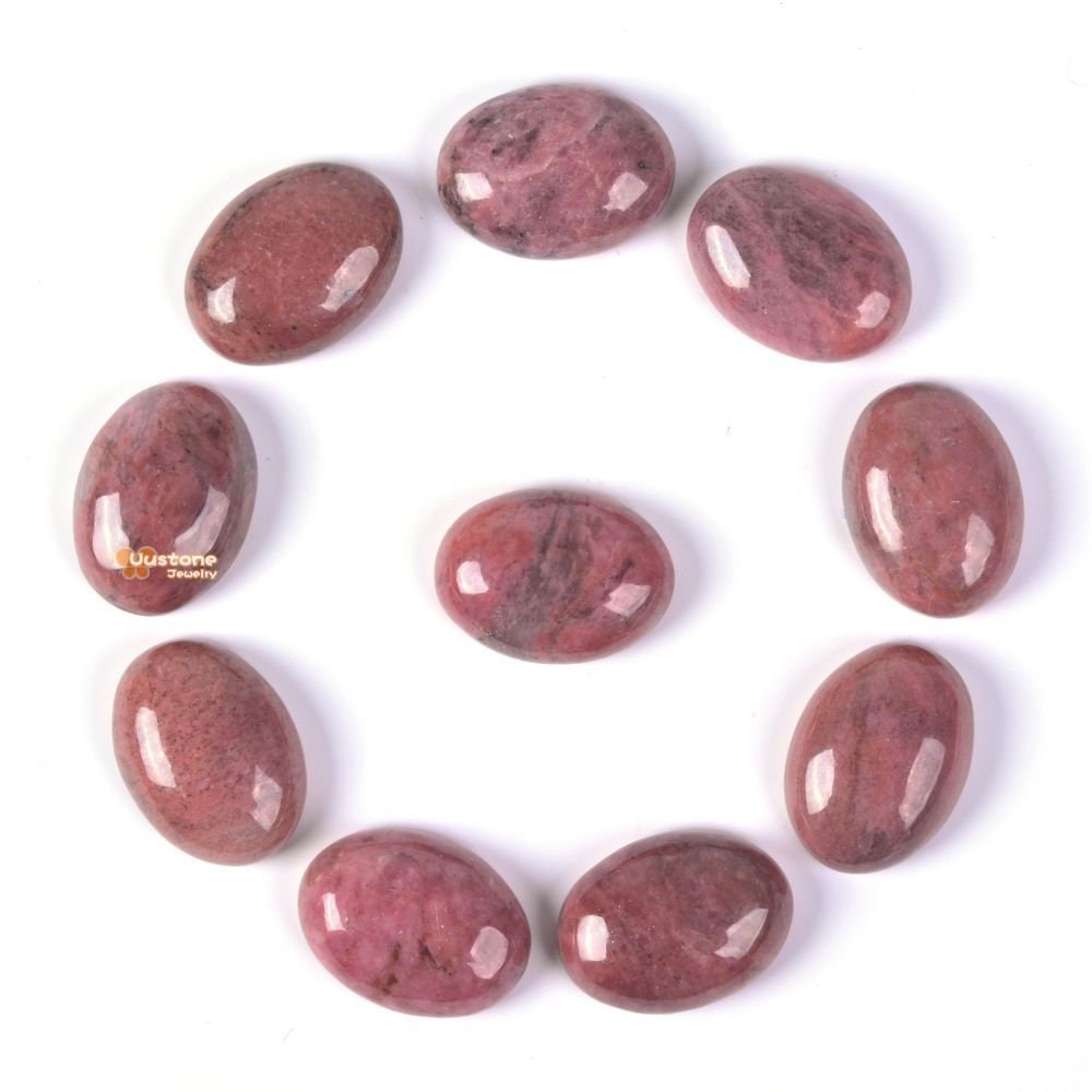 20mm Rhodonite Oval Flatback Cab Cabochon Diy Jewelry Making