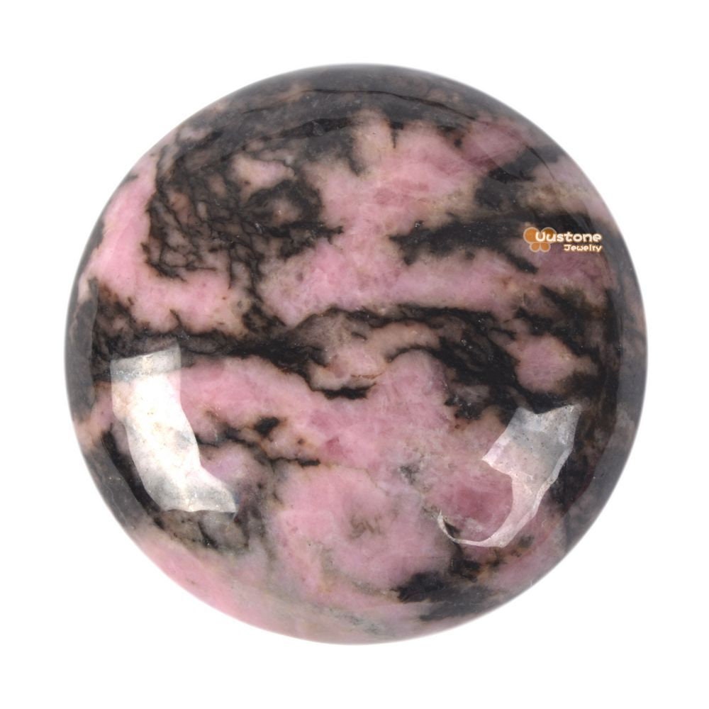 25mm Rhodonite Round Flatback Cab Cabochon 25mm Rhodonite Round Flatback Cab Cabochon
