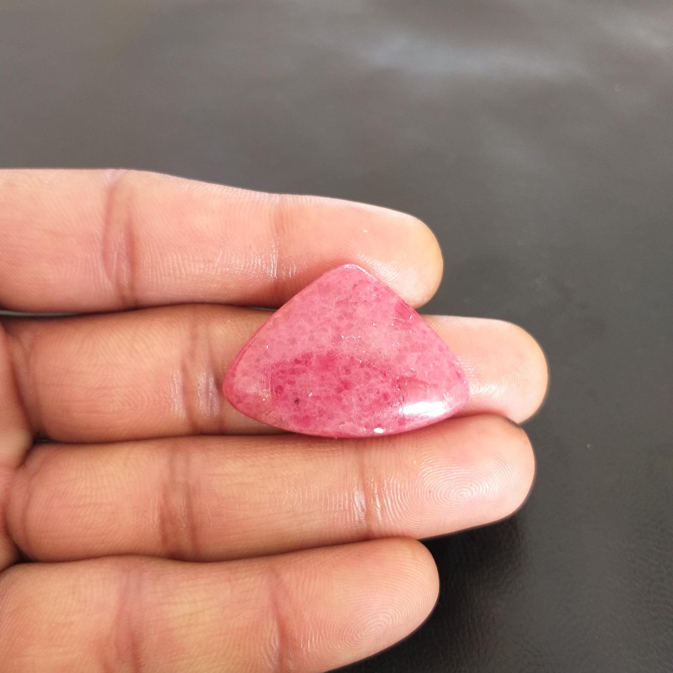 Rhodonite Cabochon: 42.9 Carat Fancy Shape Gemstone, 34x24x6 Mm