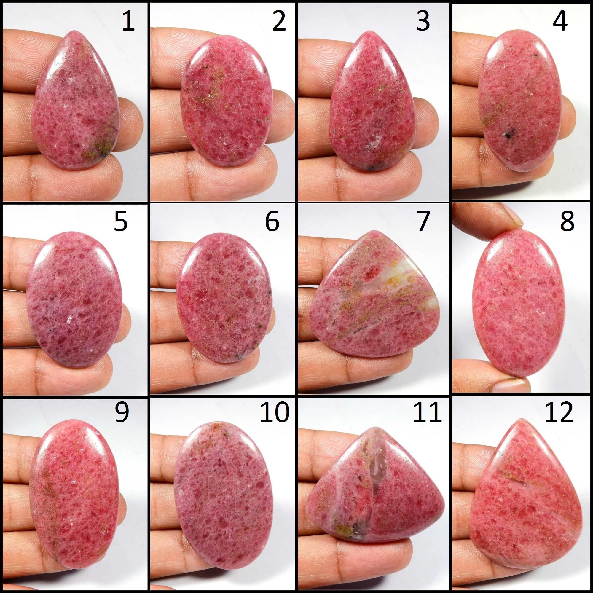 Amazing~ Pink Rhodonite Cabochon. Natural Rhodonite Crystal Cabochon. Polished Rhodonite Gemstone. Mix Shape Healing Rhodonite For Pendant.