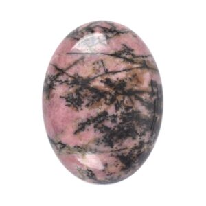 G2498/4 40mm Black line matrix rhodonite oval flatback cab cabochon