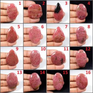 Rhodonite Gemstone. Exotic~ Pink Rhodonite Cabochon. Natural Rhodonite Crystal Cabochon. Mix Shape Healing Rhodonite For Pendant. Rdm-b