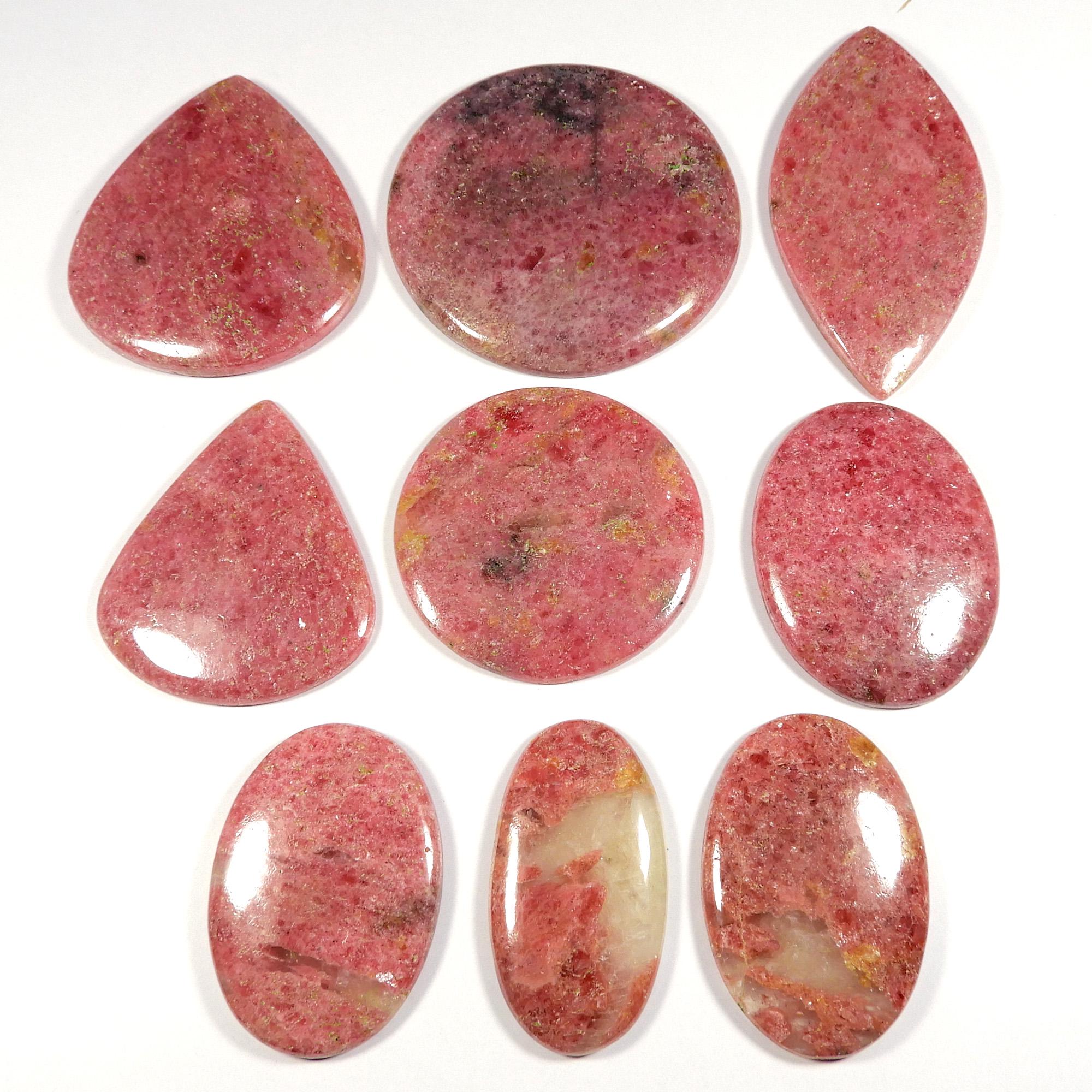 Rhodonite Gemstone. Natural Rhodonite Crystal Cabochon. Charming~ Pink Rhodonite Cabochon. Mix Shape Healing Rhodonite For Pendant.