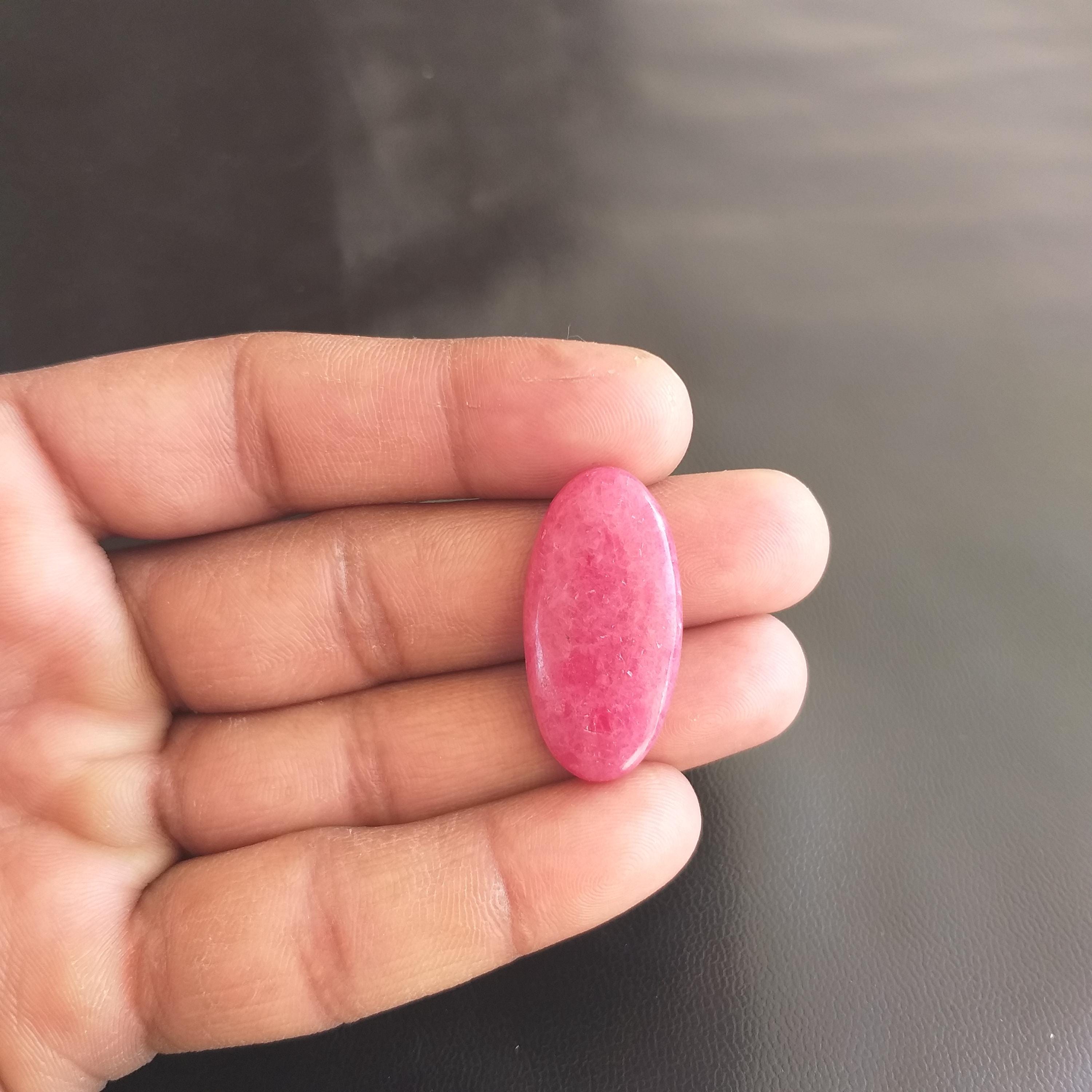 Handmade Rhodonite Stone Cabochon: 36 Carat Gemstone, 32x16x5 Mm