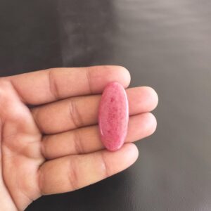 Handmade Rhodonite Stone Cabochon: 39 Carat Oval Shape, 40x17x5 MM