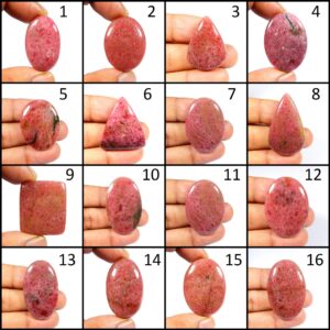 Natural Rhodonite Crystal Cabochon. Rhodonite Gemstone. Unique~ Pink Rhodonite Cabochon. Mix Shape Healing Rhodonite For Pendant. Variation