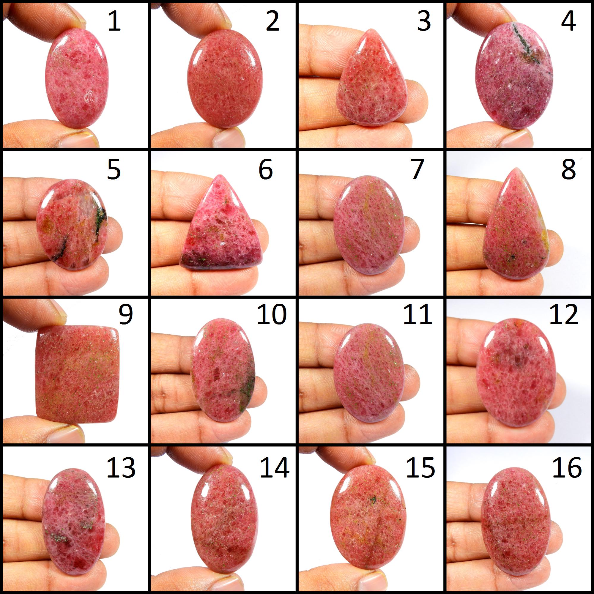 Natural Rhodonite Crystal Cabochon. Rhodonite Gemstone. Unique~ Pink Rhodonite Cabochon. Mix Shape Healing Rhodonite For Pendant. Variation
