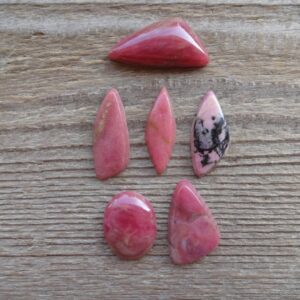 Pair Rhodonite Cabochons, Matched Pairs, Pink Gemstone Cabochons