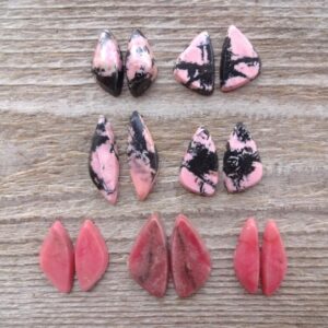 Pair Rhodonite Cabochons, Matched Pairs For Jewelry Making