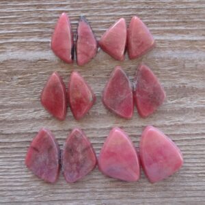 Pair Rhodonite Cabochons, Natural Rhodonite, Pink Genuine Rhodonite, Matched Cabs, Match Pair Gemstone Cabochons, Russian Stones